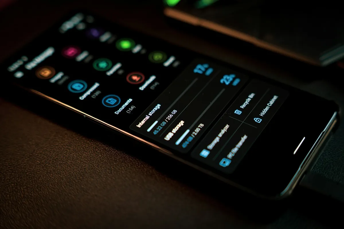 Phone with a home control screen lying on a table